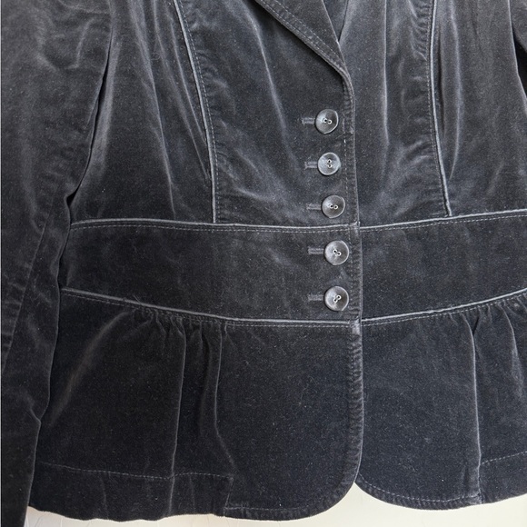 Vintage Ann Taylor Velvet Blazer Jacket Black Button Victorian Whimsigoth - Picture 3 of 7